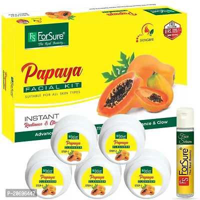 ForSure? Papaya Facial Kit 5 in 1 Skin Care Set with Deep Cleanser, Exfoliating Scrub, Nourishing Gel, Whitening Cream, Mask Pack And FREE Face Serum for Anti Aging Skin Care Kit For Women(80gm)-thumb3