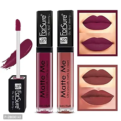 ForSure Matte Me Liquid Lipstick Non - Transferable Combo (Royal Maroon , Nude, Pack of 2)-thumb2