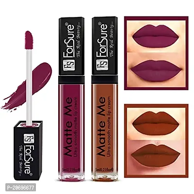 ForSure Matte Me Liquid Lipstick Non - Transferable Combo (Royal Maroon , Rust Brown, Pack of 2)-thumb2