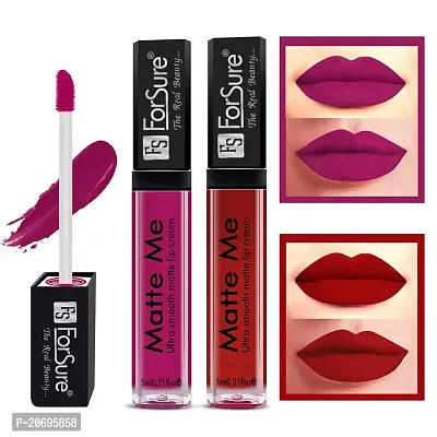 ForSure Matte Me Liquid Lipstick Non - Transferable Combo (Magenta , Matte Red, Pack of 2)-thumb2