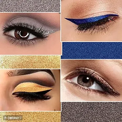 ForSurereg; Absolute Shine Liquid Glitter Eyeliner, Intense Color, Long Lasting, Glossy Texture Combo of 4 (7 ml each) (Pack of 4, Golden, Royal Blue, Glitter Brown, Glitter Grey)-thumb2