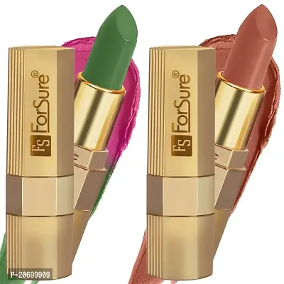 ForSure? Xpression Long Lasting Matte Finish Lipsicks set of 2 Different Colors Lipstick for Women Suitable All Indian Tones 3.5gm Each (Nude Matte-Natural Pink)
