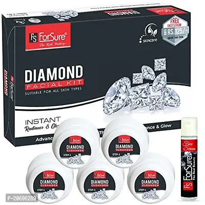 ForSurereg; Diamond Facial Kit 5-Pieces Skin Care Set with Deep Cleanser, Exfoliating Scrub, Nourishing Gel, Whitening Cream, Mask Pack And FREE Face Serum for Anti Aging Skin Care Kit For Women(80gm)-thumb2