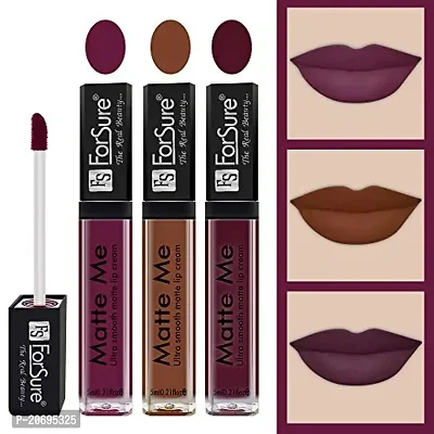 ForSure Matte Me Liquid Lipstick Non - Transferable (Pack of 3) (Rust Brown, Royal Maroon, Ruby Red)