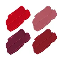 ForSure? Non Transfer Waterproof Longlast Liquid Matte Mini Lipstick Pack Of 4 (Adorable Nude,Crimson Red,Peppy Red,Royal Berry)-thumb1