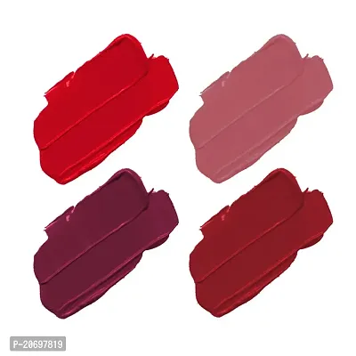 ForSure? Non Transfer Waterproof Longlast Liquid Matte Mini Lipstick Pack Of 4 (Adorable Nude,Crimson Red,Peppy Red,Royal Berry)-thumb2