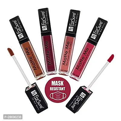 ForSure Matte Me Liquid Lipstick Non - Transferable Combo (Rust Brown , Ruby Red , Nude , Rich Pink, Pack of 4)