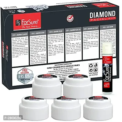 ForSurereg; Diamond Facial Kit 5-Pieces Skin Care Set with Deep Cleanser, Exfoliating Scrub, Nourishing Gel, Whitening Cream, Mask Pack And FREE Face Serum for Anti Aging Skin Care Kit For Women(80gm)-thumb3