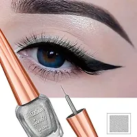 ForSurereg; Absolute Shine Liquid Glitter Eyeliner  Kajal Combo Intense Color, Long Lasting, Glossy Texture Smudge Proof (Silver  Black)-thumb3