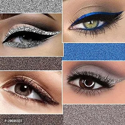 ForSurereg; Absolute Shine Liquid Glitter Eyeliner, Intense Color, Long Lasting, Glossy Texture Combo of 4 (7 ml each) (Pack of 4, Torquise Blue, Glitter Brown, Glitter Grey, Silver)-thumb2