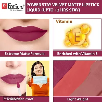 ForSure? Liquid Matte Lipstick Waterproof - Power Stay Lipstick combo (Upto 12 Hrs Stay) (Pink Blush, Deep Brown, Mauve Matte)-thumb5