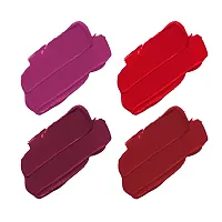 ForSure? Non Transfer Waterproof Longlast Liquid Matte Mini Lipstick Pack Of 4 (Crimson Red,Peppy Red,Royal Berry,Haute Plum)-thumb1