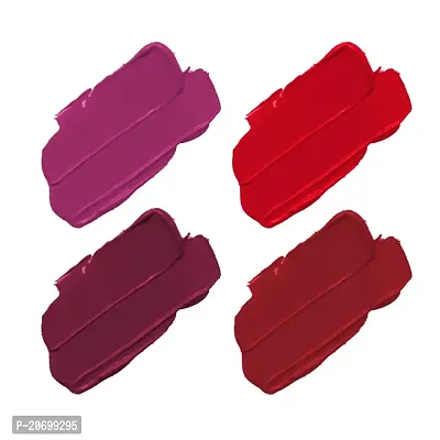 ForSure? Non Transfer Waterproof Longlast Liquid Matte Mini Lipstick Pack Of 4 (Crimson Red,Peppy Red,Royal Berry,Haute Plum)-thumb2