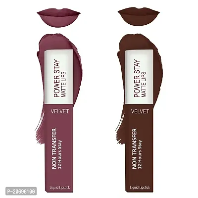 ForSure? Liquid Matte Lipstick Waterproof - Power Stay Lipstick combo (Upto 12 Hrs Stay) (Mauve Matte ,Deep Brown)