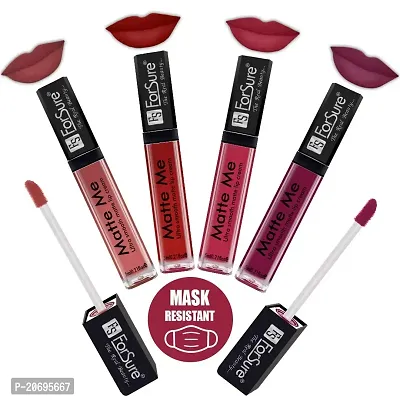 ForSure Matte Me Liquid Lipstick Non - Transferable (Pack of 4) (Nude , Matte Red , Rich pink , Royal Maroon)-thumb0