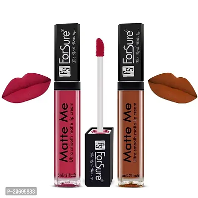 ForSure Matte Me Liquid Lipstick Non - Transferable Combo (Rich Pink , Rust Brown, Pack of 2)