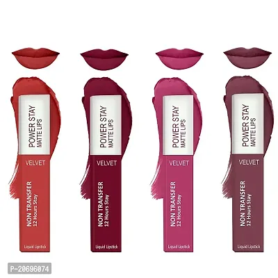 ForSure? Liquid Matte Lipstick Waterproof - Power Stay Lipstick combo of 4 (Upto 12 Hrs Stay) (Bright Red, Cherry Maroon, Pink Blush, Mauve Matte)
