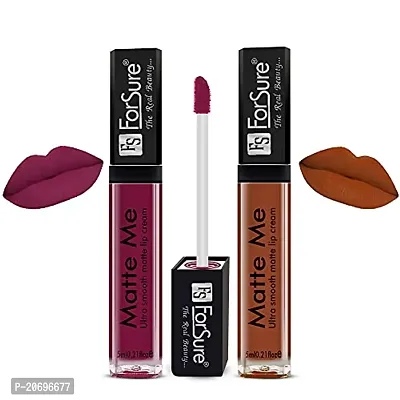 ForSure Matte Me Liquid Lipstick Non - Transferable Combo (Royal Maroon , Rust Brown, Pack of 2)