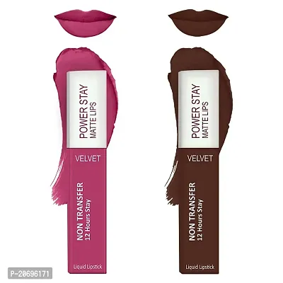 ForSure? Liquid Matte Lipstick Waterproof - Power Stay Lipstick combo (Upto 12 Hrs Stay) (Pink Blush, Deep Brown)-thumb0