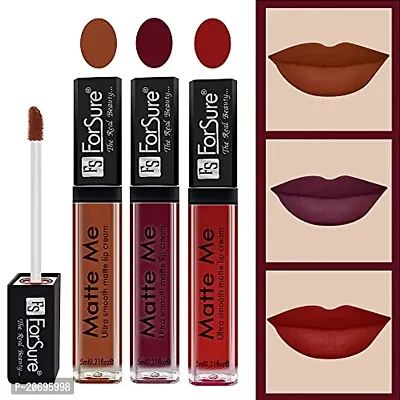 ForSure Matte Me Liquid Lipstick Non - Transferable Combo (Rust Brown , Ruby Red , Matte Red, Pack Of 3)