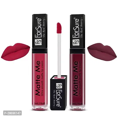 ForSure Matte Me Liquid Lipstick Non - Transferable Combo (Rich Pink , Ruby Red, Pack of 2)-thumb0