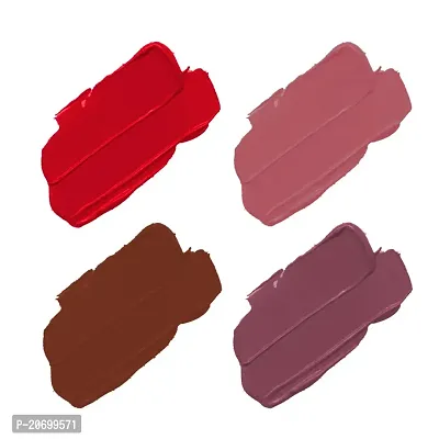 ForSure? Non Transfer Waterproof Longlast Liquid Matte Mini Lipstick Pack Of 4 (Coco Brown,Mauve Ice,Adorable Nude,Peppy Red)-thumb2