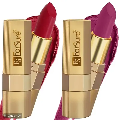 ForSure? Xpression Long Lasting Matte Finish Lipsicks set of 2 Different Colors Lipstick for Women Suitable All Indian Tones 3.5gm Each (Magenta-Red Velvet)