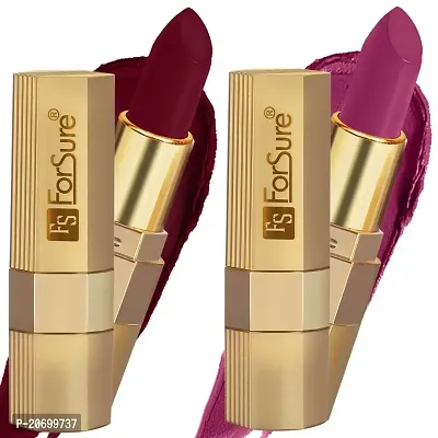 ForSure? Xpression Long Lasting Matte Finish Lipsicks set of 2 Different Colors Lipstick for Women Suitable All Indian Tones 3.5gm Each (Maroon Matte-Magenta)