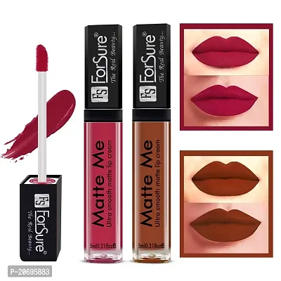 ForSure Matte Me Liquid Lipstick Non - Transferable Combo (Rich Pink , Rust Brown, Pack of 2)-thumb2