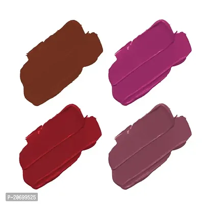 ForSure? Non Transfer Waterproof Longlast Liquid Matte Mini Lipstick Pack Of 4 (Haute Plum,Coco Brown,Mauve Ice,Crimson Red)-thumb2