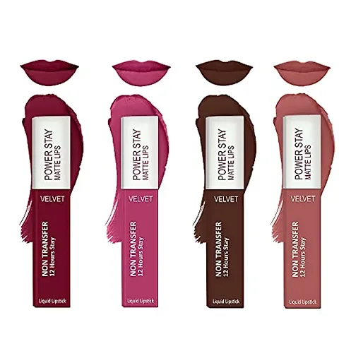 ForSure® Liquid Matte Lipstick Waterproof - Powerstay Lipstick combo of 4 (Upto 12 Hrs Stay)