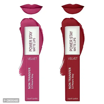 ForSure? Liquid Matte Lipstick Waterproof - Power Stay Lipstick combo (Upto 12 Hrs Stay) (Pink Blush, Deep Red)