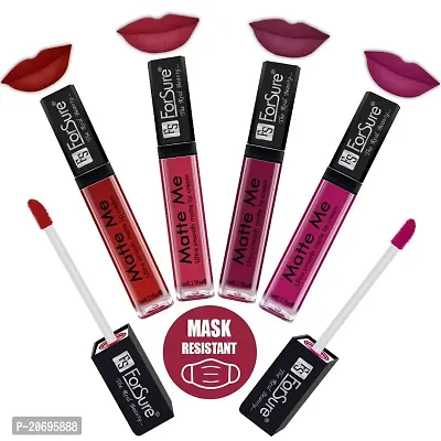 ForSure Matte Me Liquid Lipstick Non - Transferable (Pack of 4) (Matte Red , Rich pink , Royal Maroon , Magenta)