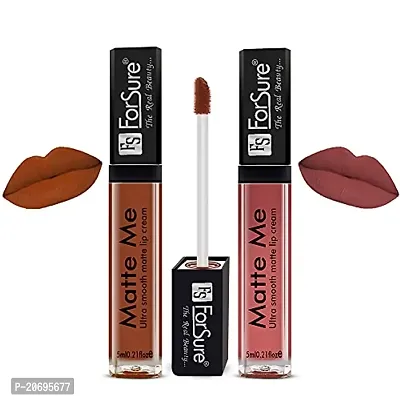 ForSure Matte Me Liquid Lipstick Non - Transferable Combo (Rust Brown , Nude, Pack of 2)