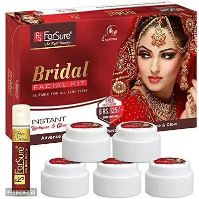 ForSurereg; Bridal Facial Kit 5-Pieces Skin Care Set with Deep Cleanser, Exfoliating Scrub, Nourishing Gel, Whitening Cream, Mask Pack And FREE Face Serum for Anti Aging Skin Care Kit For Women(80gm)