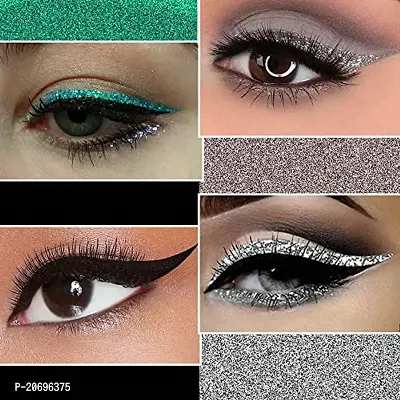 ForSurereg; Absolute Shine Liquid Glitter Eyeliner, Intense Color, Long Lasting, Glossy Texture Combo of 4 (7 ml each) (Pack of 4, Glitter Green, Intense Black, Glitter Grey, Silver)-thumb2