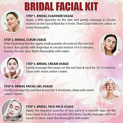 ForSurereg; Bridal Facial Kit 5-Pieces Skin Care Set with Deep Cleanser, Exfoliating Scrub, Nourishing Gel, Whitening Cream, Mask Pack And FREE Face Serum for Anti Aging Skin Care Kit For Women(80gm)-thumb5