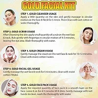 ForSurereg; Gold Facial Kit 5-Pieces Skin Care Set with Deep Cleanser, Exfoliating Scrub, Nourishing Gel, Whitening Cream, Mask Pack And FREE Face Serum for Anti Aging Skin Care Kit For Women(80gm)-thumb4