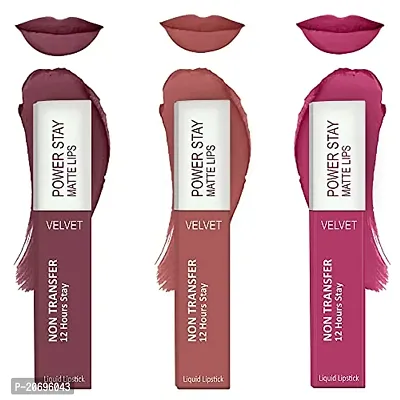 ForSurereg; Liquid Matte Lipstick Waterproof - Power Stay Lipstick combo (Upto 12 Hrs Stay) (Mauve Matte, Peach Nude, Pink Blush)