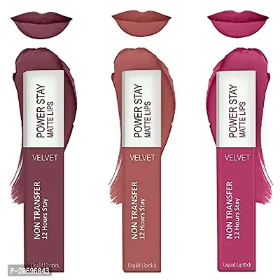 ForSurereg; Liquid Matte Lipstick Waterproof - Power Stay Lipstick combo (Upto 12 Hrs Stay) (Mauve Matte, Peach Nude, Pink Blush)-thumb0