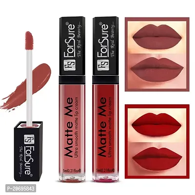 ForSure Matte Me Liquid Lipstick Non - Transferable Combo (Nude, Matte Red, Pack of 2)-thumb2