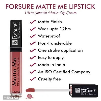 ForSure Matte Me Liquid Lipstick Non - Transferable (Pack of 3) (Royal Maroon, Ruby Red, Nude)-thumb5