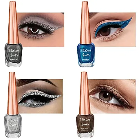 ForSure® Absolute Shine Liquid Glitter Eyeliner, Intense Color, Long Lasting, Glossy Texture Combo of 4 (7 ml each)