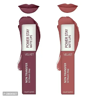 ForSure? Liquid Matte Lipstick Waterproof - Power Stay Lipstick combo (Upto 12 Hrs Stay) (Mauve Matte, Peach Nude)