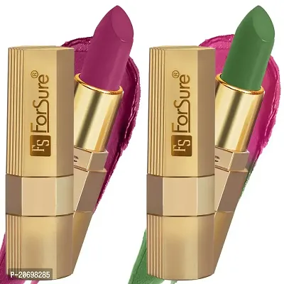 ForSure? Xpression Long Lasting Matte Finish Lipsicks set of 2 Different Colors Lipstick for Women Suitable All Indian Tones 3.5gm Each (Magenta-Natural Pink)