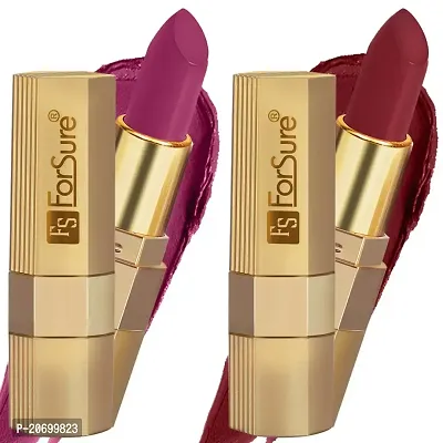 ForSure? Xpression Long Lasting Matte Finish Lipsicks set of 2 Different Colors Lipstick for Women Suitable All Indian Tones 3.5gm Each (Magenta-Cherry Red)