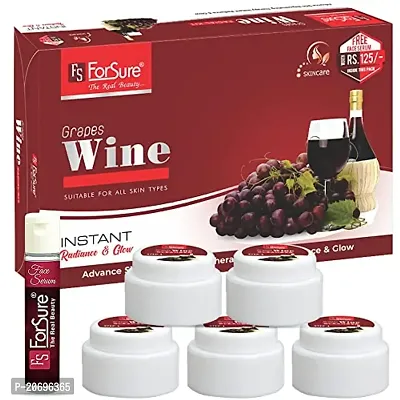 ForSurereg; Wine Facial Kit 5-Pieces Skin Care Set with Deep Cleanser, Exfoliating Scrub, Nourishing Gel, Whitening Cream, Mask Pack And FREE Face Serum for Anti Aging Skin Care Kit For Women(80gm)