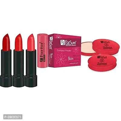 ForSure Compact Powder Xclusive 12 Hour Stay and Pack of 3 Forfor Matte Lipstick