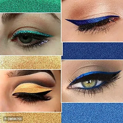 ForSurereg; Absolute Shine Liquid Glitter Eyeliner, Intense Color, Long Lasting, Glossy Texture Combo of 4 (7 ml each) (Pack of 4, Golden, Royal Blue, Turquoise Blue, Glitter Green)-thumb2