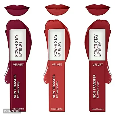 ForSurereg; Liquid Matte Lipstick Waterproof - Power Stay Lipstick combo (Upto 12 Hrs Stay) (Cherry Maroon, Bright Red, Deep Red)